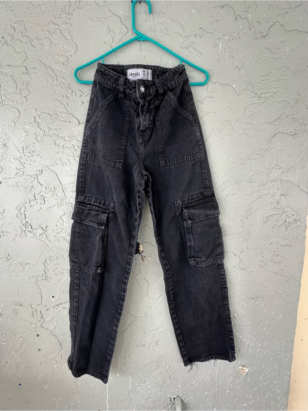 meraki Black Wide Leg Cargo Pants
